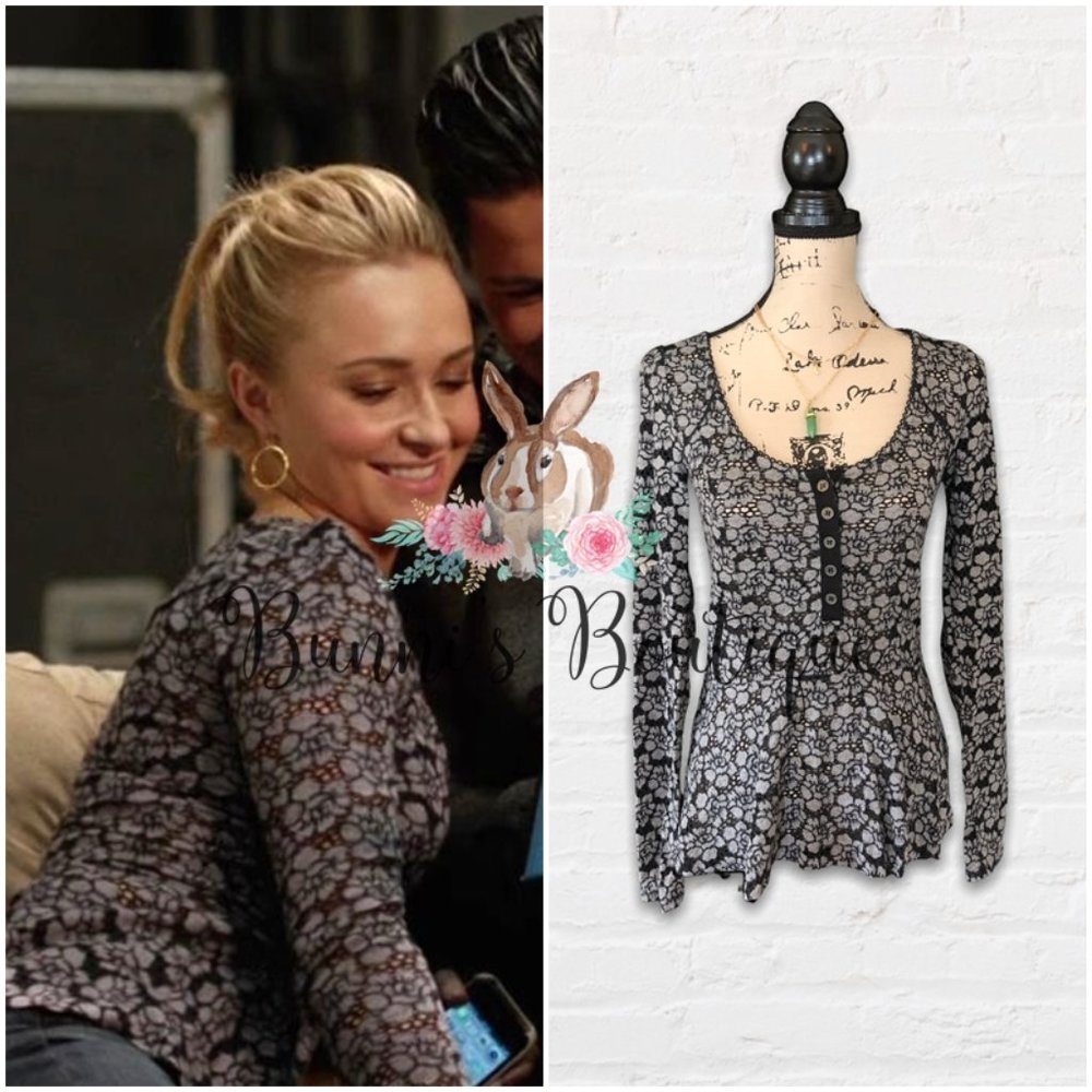 Juliette Barnes' Free People Floral Lace Top